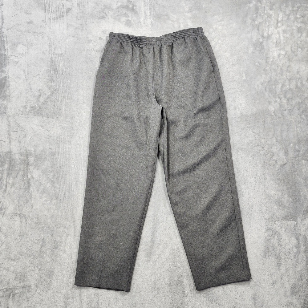 Vintage Briggs Pants Womens 16P PETITE Gray Pull On Elastic Waist Relaxed Dress